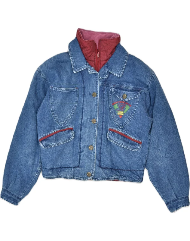 VINTAGE Womens Graphic Denim Jacket UK 14 Medium Blue Cotton Earthy Women's Hemp - based VINTAGE Womens Graphic Denim Jacket UK 14 Medium Blue Cotton Earthy Women's Hemp - based