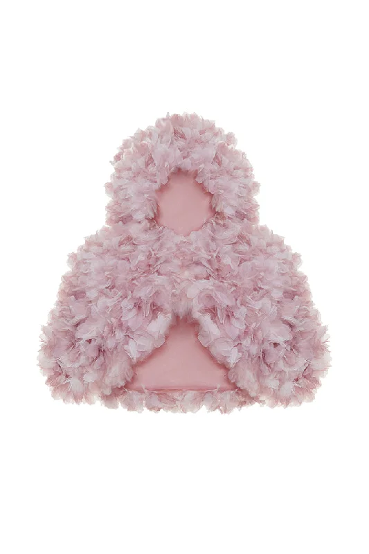 Cropped hooded cape with a floral trim Athletic Women's High - 
