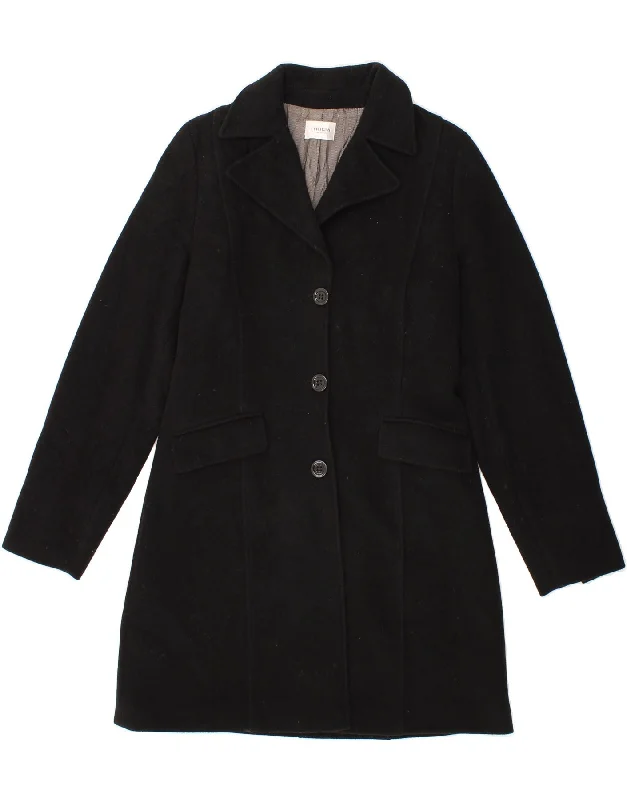 MOTIVI Womens Overcoat UK 16 Large Black Virgin Wool purpose
