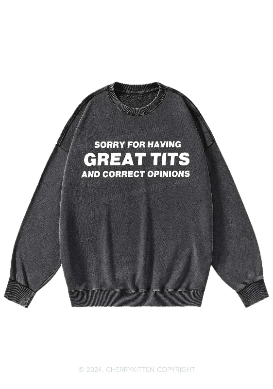 Sorry For Having Correct Opinions Y2K Washed Sweatshirts Cherrykitten Polished Women's Silk Sorry For Having Correct Opinions Y2K Washed Sweatshirts Cherrykitten Polished Women's Silk