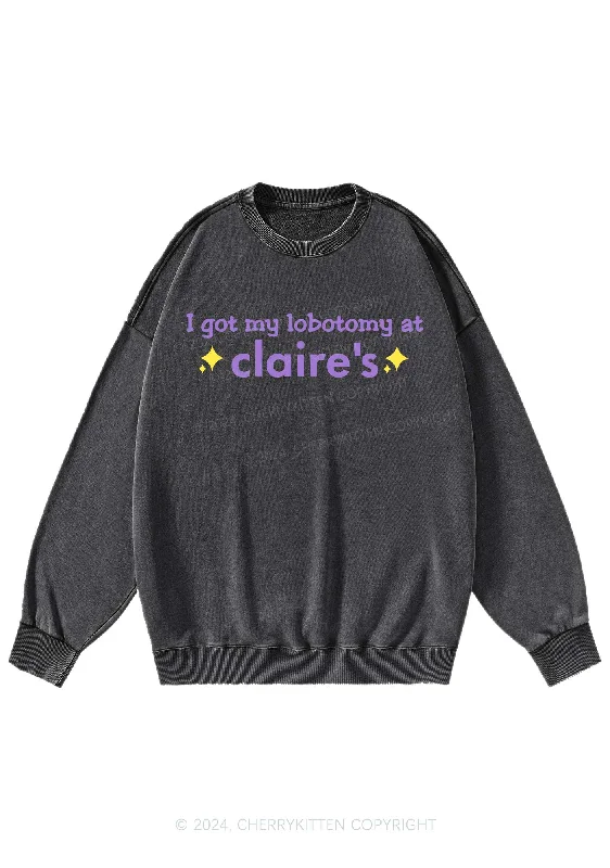 I Got My Lobotomy At Claire's Y2K Washed Sweatshirts Cherrykitten Cozy Women's Winter