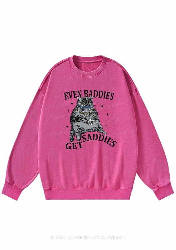 Even Baddies Get Saddies Y2K Washed Sweatshirts Cherrykitten Stylish Women's Tropical 