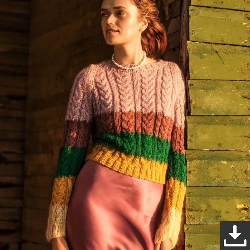 Pullover mit Zopfmuster Strickset - Lana Grossa (PDF) Sporty Women's Athleisure 