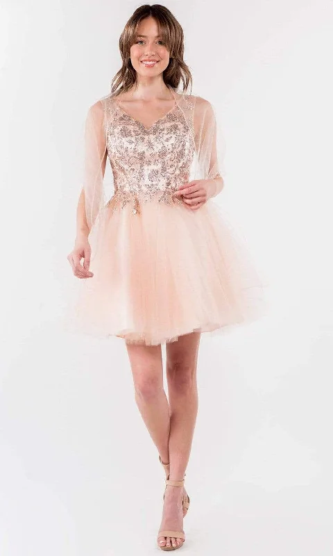 Elizabeth K - GS1968 Glitter Ornate A-Line Short Dress Practical Women's Quick - dry