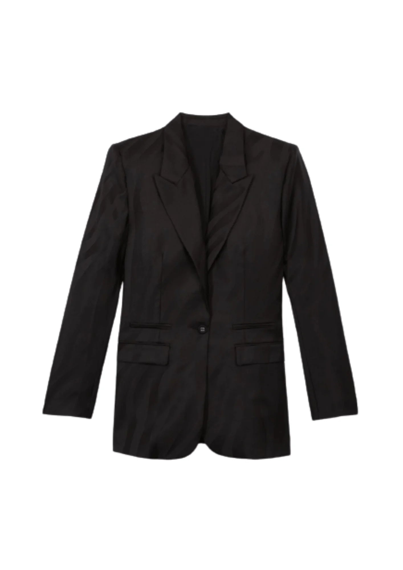 BLACK WOOLEN BLAZER ZEBRA-PRINTED Bold Women's Animal Print
