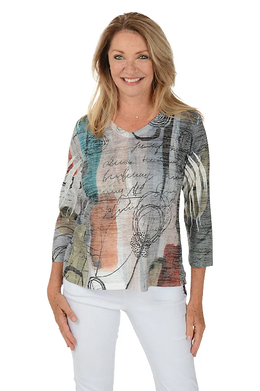Sonnet High-Low Burnout Knit Top Disco