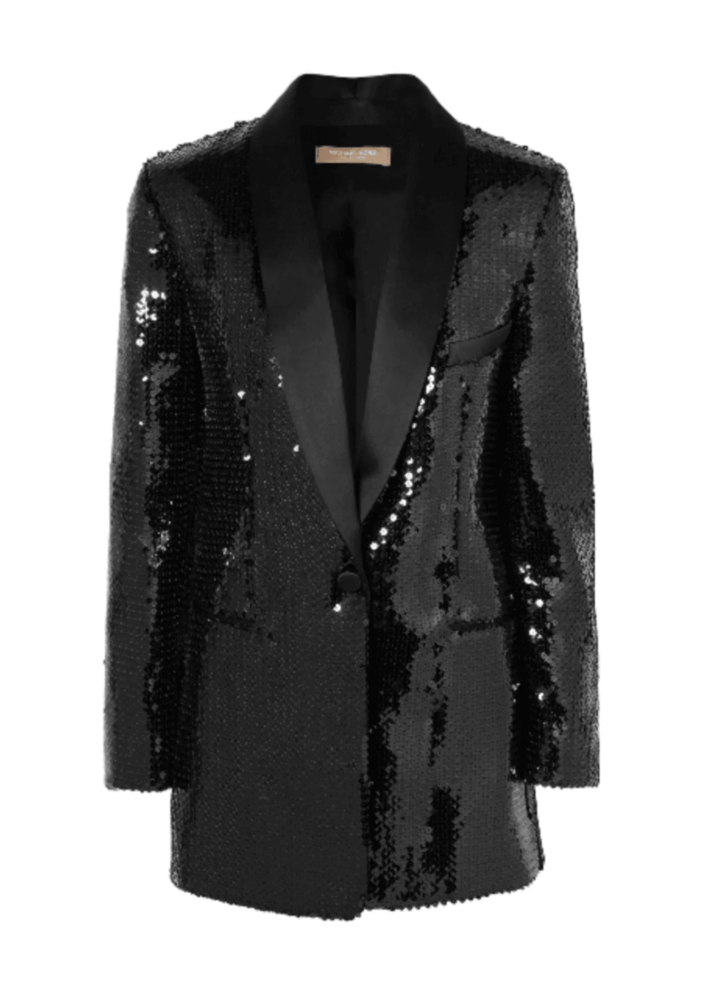 SATIN-TRIMMED SEQUINED TUXEDO JACKET Dynamic Women's Moto