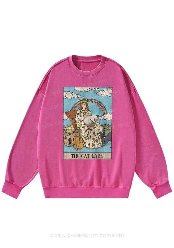 The Cat Lady Y2K Washed Sweatshirts Cherrykitten Dapper Women's 1920S