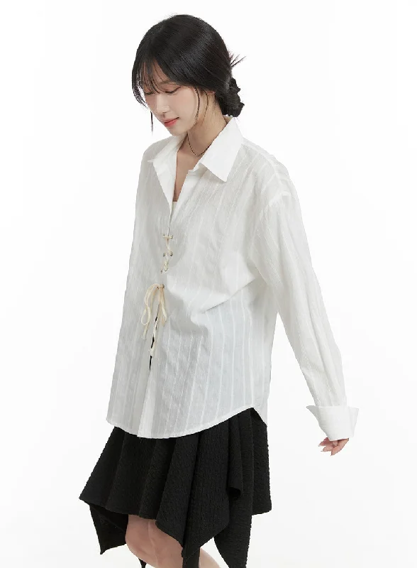 X Strap Striped Blouse CA408 Streetwear Style for 