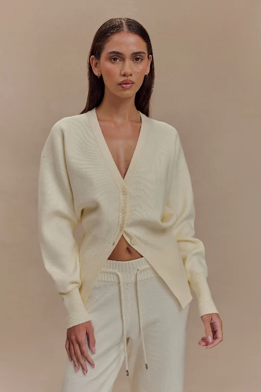 Alexia Buttoned Oversized Cardigan - Ivory Hip Women's Urban