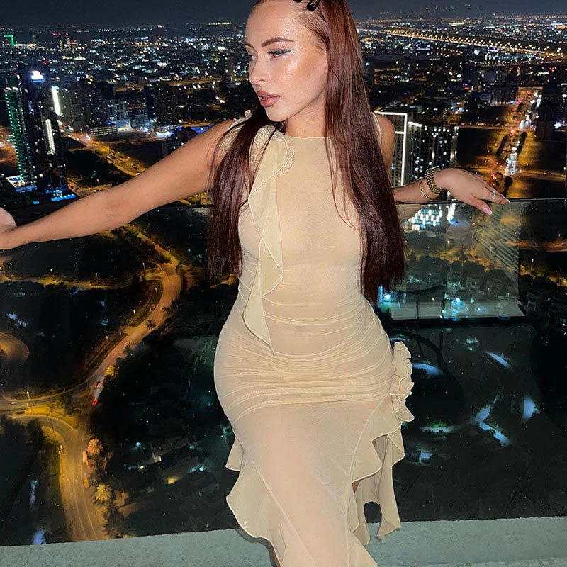 Sheer Long Sleeve Twist Front Cut Sophisticated Out Corset Club Mini Dress - Blue garde