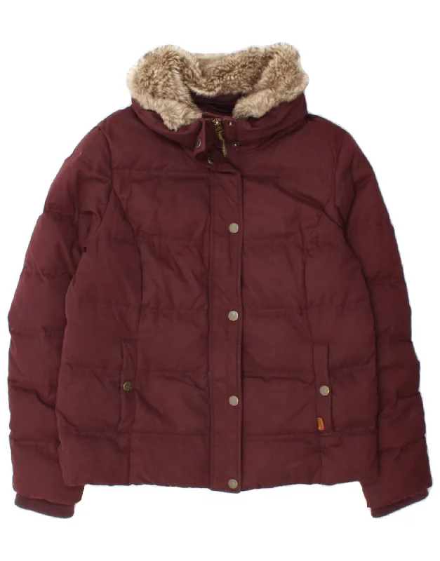 FAT FACE Womens Padded Jacket UK 12 Medium Maroon Polyester Dynamic Women's Moto