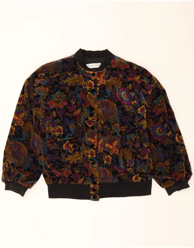 VINTAGE Womens Oversized Bomber Jacket EU 38 Medium Multicoloured Floral Athletic Women's 