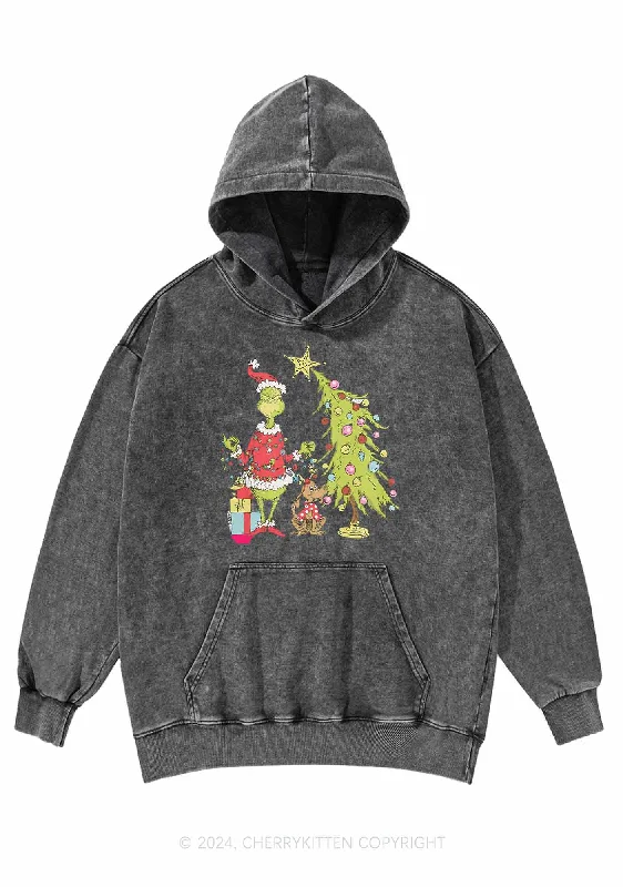 Christmas Tree Gift Y2K Washed Hoodie Cherrykitten Contemporary 