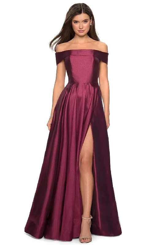La Femme - 27005 Off Shoulder High Slit Prom Dress Dynamic Women's High - energy