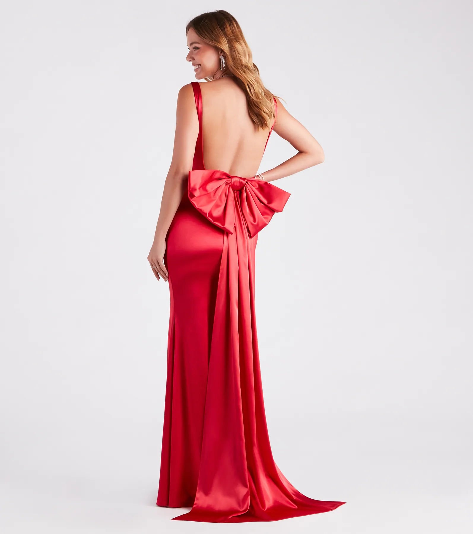 Dianna Formal Satin Bow Mermaid Dress Australian Beach