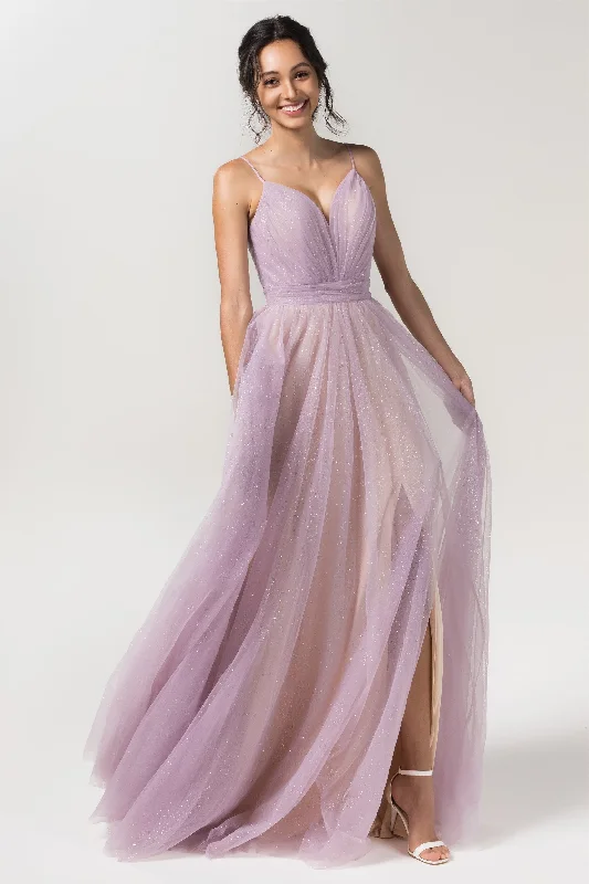 A-Line Floor Length Sparkling Tulle Bridesmaid Dress Formal Dresses CB0621 Modern Women's 