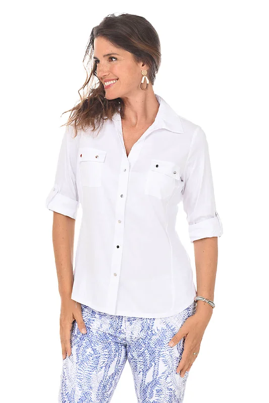 Double Pocket Button-Front Shirt Compression