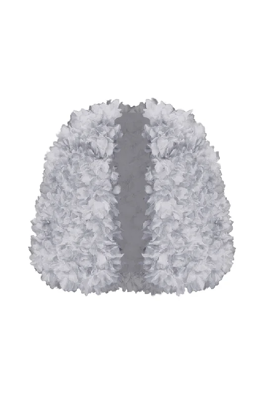 Voluminous cape with floral trim Country