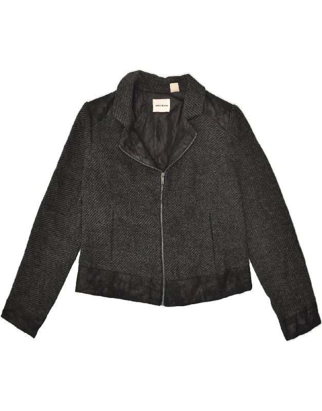 DKNY Womens Bomber Jacket UK 12 Medium Grey Polyester Compression