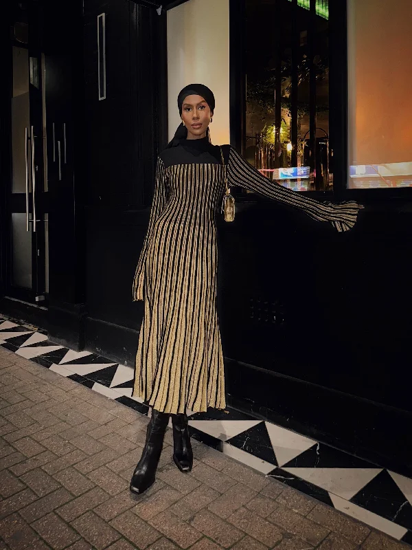 Journee Mari Lurex Long Sleeve Dress Country