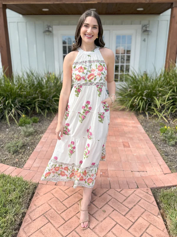 (THML) The Karen Floral Midi Dress-Ivory Bold Women's Statement