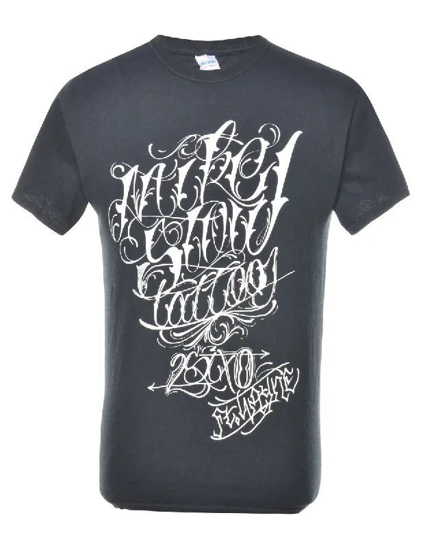 Black Printed T-shirt - M Hip Women's Urban