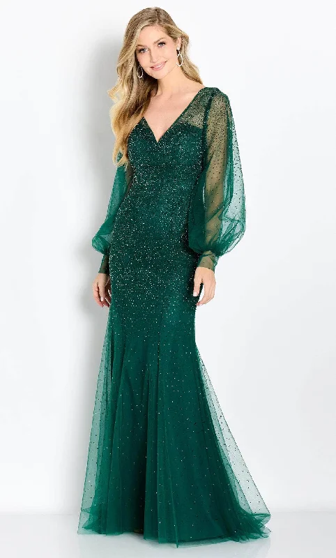 Cameron Blake CB754 - Embellished Mermaid Evening Gown Sleek Women's Metallic