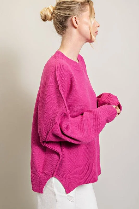 Long Sleeve Ribbed Sweater Contemporary 