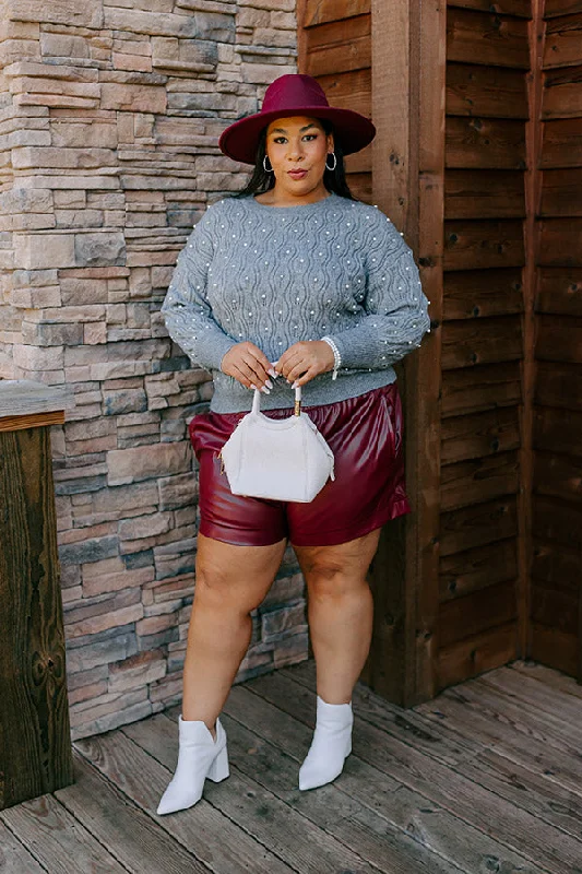 Chilly Wind Embellished Knit Sweater In Grey Curves Monochromatic All - in - one