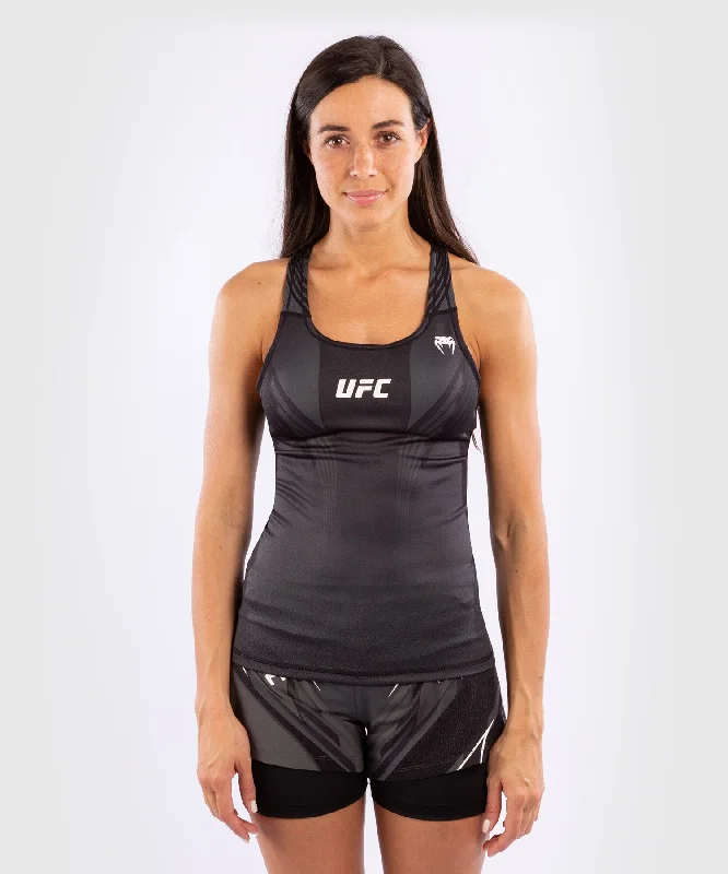 UFC Venum Authentic Fight Night Women's fitted Tank with shelf Bra - Black Disco