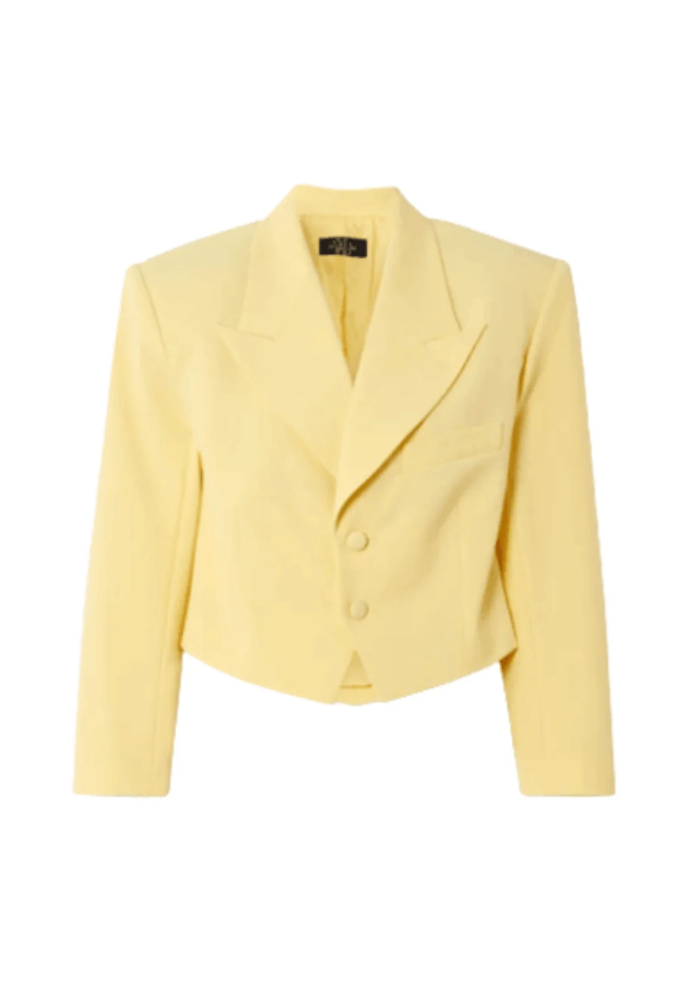 PASTEL YELLOW CROPPED BLAZER Traditional Women's Wool