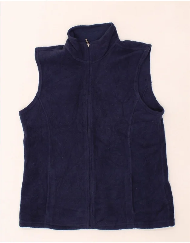L.L.BEAN Womens Fleece Gilet UK 14 Medium Navy Blue Polyester Youthful Women's Pop