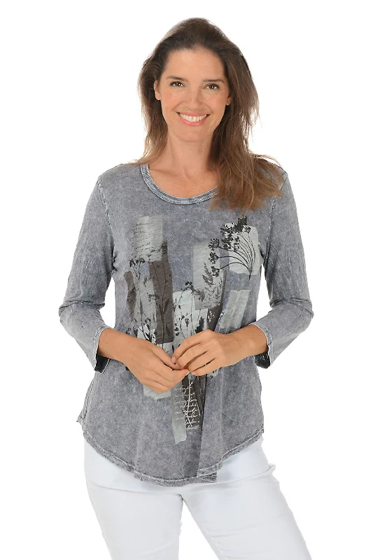 Mariposa Mineral Wash Curved Hem Top Earthy Women's 