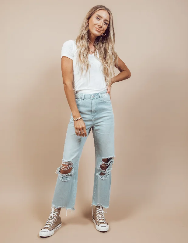 Katia Distressed Denim Artistic Women's Hand - painted