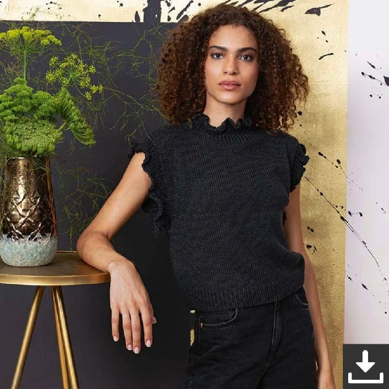 Kurzarmpullover mit Rüschenärmel Strickanleitung - Lang Yarns (PDF) Earthy Women's 