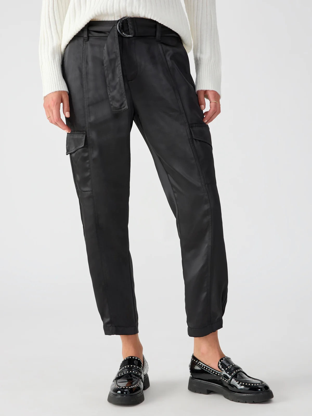 Sanctuary Classy Cargo Trouser - BLACK Classic Women's Pin - striped