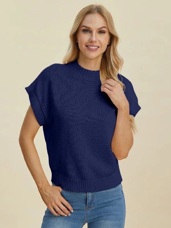 Mock Neck Short Sleeve Sweater Business