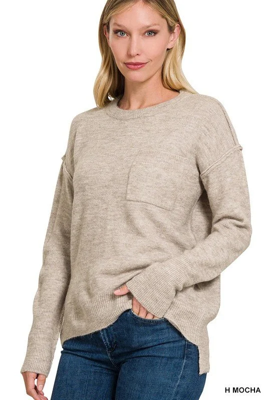 Hi Low Hem Sweater Traditional Women's Wool