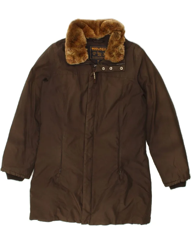WOOLRICH Womens Padded Coat UK 16 Large Brown Youthful Women's Anime - inspired