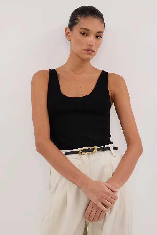 TROY BLACK KNIT TANK Feminine Women's Soft 