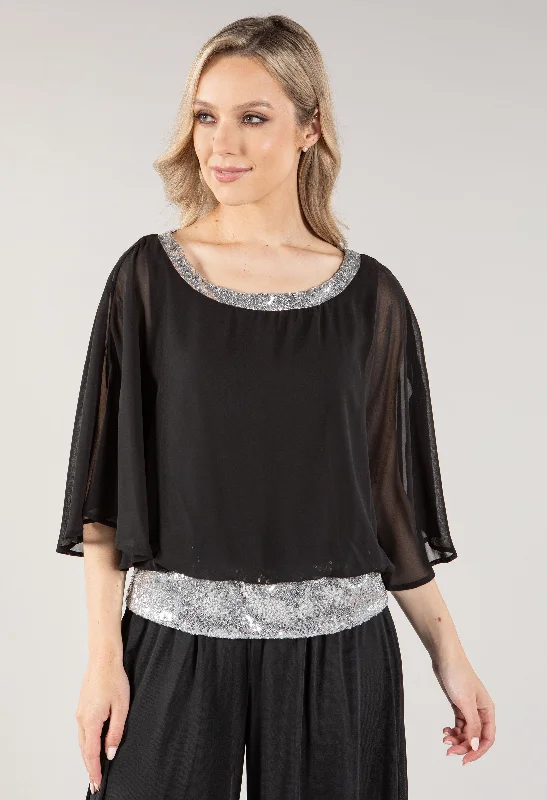 Sequin Trim Detail Top Stylish Women's Neon