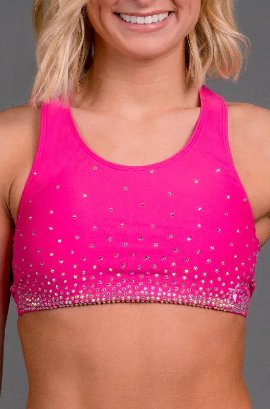 On the Go Sports Bra in Hyper Pink Crystal Modern Women's 