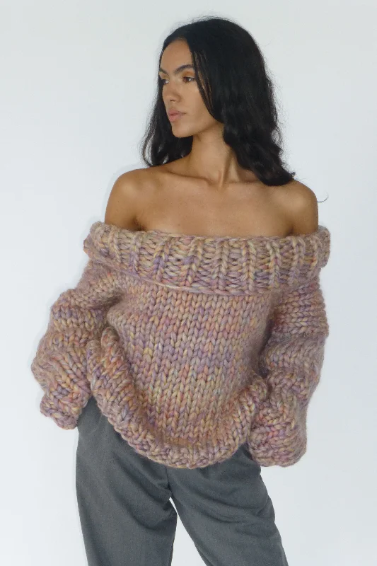 Aurelia Chunky Knit Off The Shoulder Sweater Disco