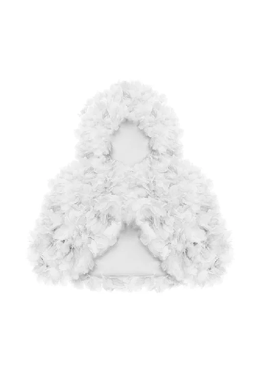 Cropped hooded cape with a floral trim performance