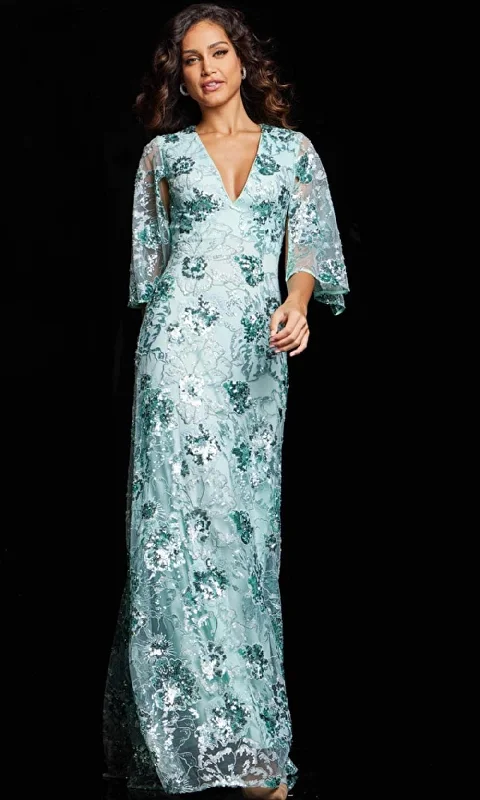 Jovani 26923 - Embroidered Floral Evening Gown Artistic Women's Hand - painted