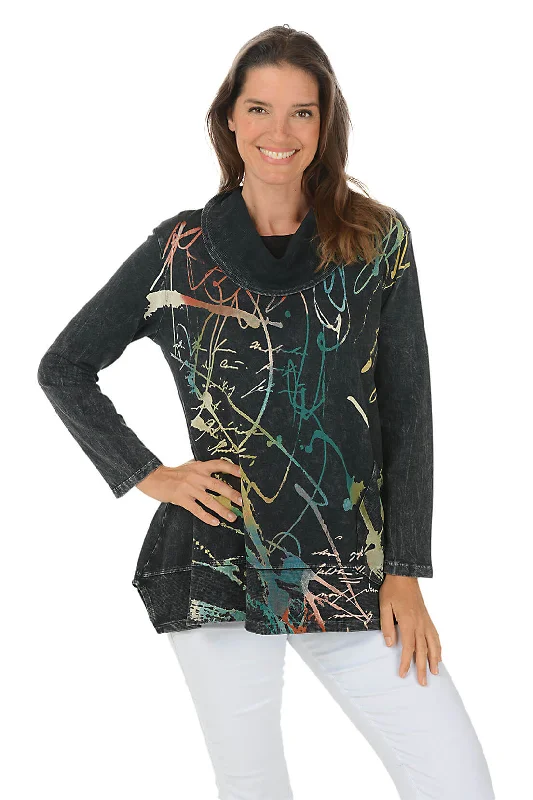 Rhapsody Cowl Neck French Terry Top Sleek Women's 