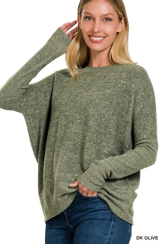 Brushed Melange Dolman Sleeve Sweater Bold Women's Animal Print