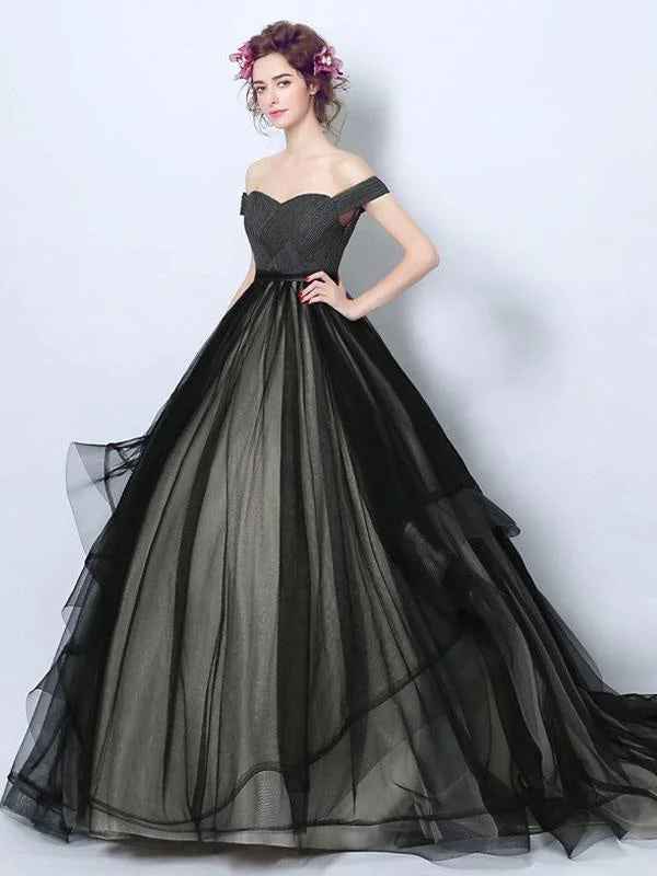 Gothic Loyal Wedding Dresses Princess Silhouette Sleeveless Pleated Tulle Court Train Bridal Gown Youthful Women's Anime - inspired