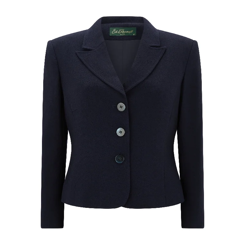 Navy Jennifer Tailored Wool Crepe Jacket Disco